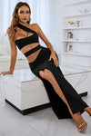 One-Shoulder Cutout Front Split Maxi Dress - Sofia Valdelli