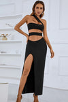 One-Shoulder Cutout Front Split Maxi Dress - Sofia Valdelli