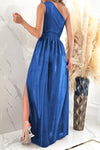 One Shoulder Slit Ruched Maxi Dress - Sofia Valdelli