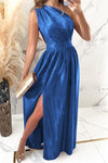 One Shoulder Slit Ruched Maxi Dress - Sofia Valdelli