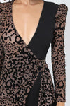 Plunging V Buckle Detail Leopard Jumpsuit - Sofia Valdelli