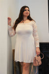 Plus Lace Detail Long Sleeve Mini Dress - Sofia Valdelli