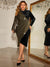 Plus Size Contrast Long Sleeve Dress - Sofia Valdelli