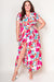 Plus Size Floral Print Folded Slit Dress - Maxi Dresses - Sofia Valdelli