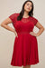 Plus Size Lace Yoke Splice Fit-And-Flare Curvy Dress - Midi Dresses - Sofia Valdelli