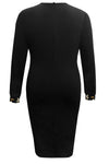 Plus Size Leopard Round Neck Long Sleeve Dress - Sofia Valdelli