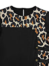 Plus Size Leopard Round Neck Long Sleeve Dress - Sofia Valdelli