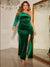 Plus Size One-Shoulder Twisted Split Dress - Sofia Valdelli