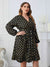 Plus Size Printed Surplice Neck Knee-Length Dress - Sofia Valdelli