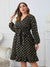 Plus Size Printed Surplice Neck Knee-Length Dress - Sofia Valdelli