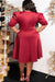 Plus Size Ruched Puff Sleeves Fit Flare Midi Dress - Midi Dresses - Sofia Valdelli
