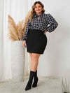 Plus Size Tie Neck Long Sleeve Mini Dress - Sofia Valdelli