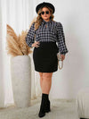 Plus Size Tie Neck Long Sleeve Mini Dress - Sofia Valdelli