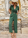 Polka Dot Belted Flounce Sleeve Jumpsuit with Pockets - Sofia Valdelli