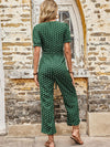 Polka Dot Belted Flounce Sleeve Jumpsuit with Pockets - Sofia Valdelli