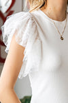 Polka Dot Flutter Sleeve Top - Sofia Valdelli