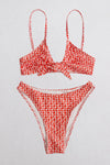 Printed Tie Front Spaghetti Strap Bikini Set - Sofia Valdelli