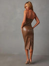 PU Slit Midi Dress - Sofia Valdelli