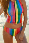 Rainbow Striped Split Bikini - Sofia Valdelli