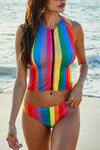 Rainbow Striped Split Bikini - Sofia Valdelli