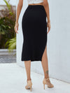 Ribbed Side Slit Midi Skirt - Sofia Valdelli