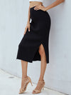 Ribbed Side Slit Midi Skirt - Sofia Valdelli