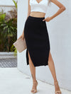 Ribbed Side Slit Midi Skirt - Sofia Valdelli