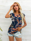 Round Neck Butterfly Sleeve Top - Sofia Valdelli