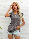 Round Neck Butterfly Sleeve Top - Sofia Valdelli
