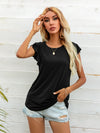 Round Neck Butterfly Sleeve Top - Sofia Valdelli