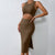 Round Neck Sleeveless Top & Slit Tube Skirt Set - Midi Dresses - Sofia Valdelli