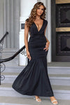 Ruched Plunge Sleeveless Maxi Dress - Sofia Valdelli