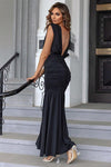 Ruched Plunge Sleeveless Maxi Dress - Sofia Valdelli