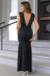 Ruched Plunge Sleeveless Maxi Dress - Sofia Valdelli