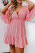 Ruffled Knotted Open Back Wrap V Neck Plus Size Dress - Mini Dresses - Sofia Valdelli