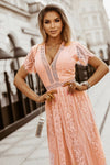 Scalloped Trim Lace Plunge Dress - Sofia Valdelli