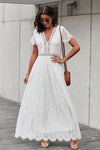 Scalloped Trim Lace Plunge Dress - Sofia Valdelli