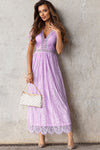Scalloped Trim Lace Plunge Dress - Sofia Valdelli
