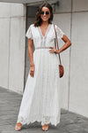 Scalloped Trim Lace Plunge Dress - Sofia Valdelli