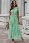 Scalloped Trim Lace Plunge Dress - Sofia Valdelli