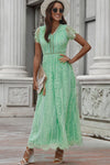 Scalloped Trim Lace Plunge Dress - Sofia Valdelli