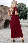 Scalloped Trim Lace Plunge Dress - Sofia Valdelli