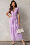 Scalloped Trim Lace Plunge Dress - Sofia Valdelli