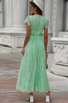 Scalloped Trim Lace Plunge Dress - Sofia Valdelli