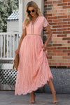 Scalloped Trim Lace Plunge Dress - Sofia Valdelli