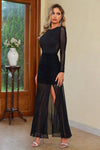 Semi-Sheer Slit Round Neck Dress - Sofia Valdelli
