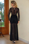 Semi-Sheer Slit Round Neck Dress - Sofia Valdelli