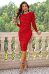 Sequin Round Neck Slit Dress - Sofia Valdelli