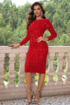 Sequin Round Neck Slit Dress - Sofia Valdelli