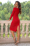 Sequin Round Neck Slit Dress - Sofia Valdelli